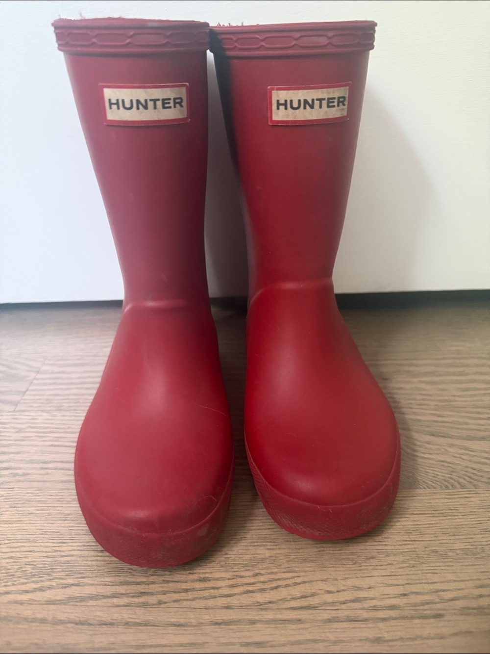 Hunter Kids Red Rubber Rain Boots